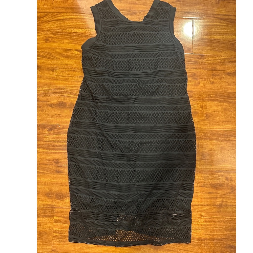 Gibson Latimer Dress Black Cutout Sheath Lined Sheer Womens Large L Office